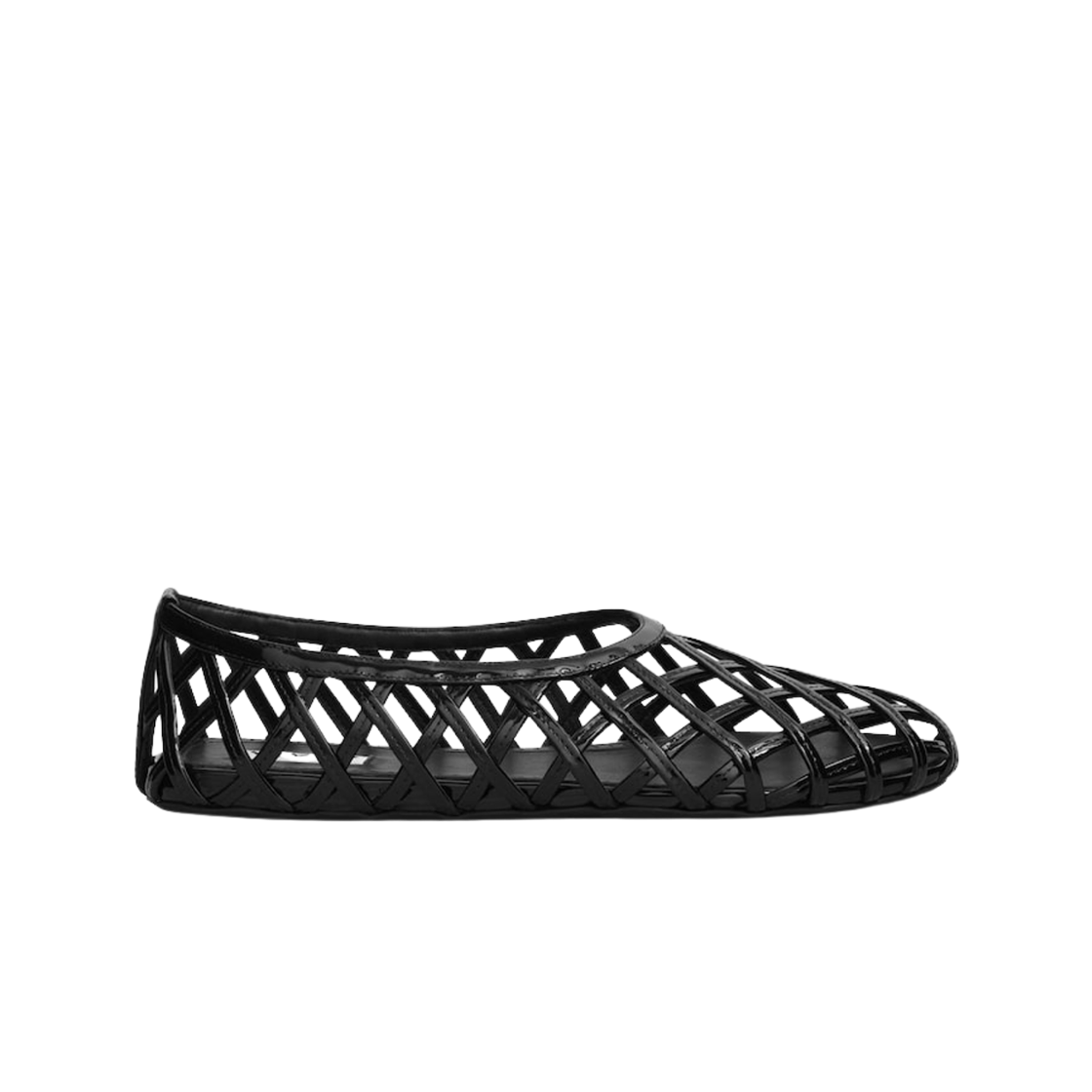 AA3A045CK212-999 (W) Alaia Cage Ballet Flats in Patent Calfskin Black