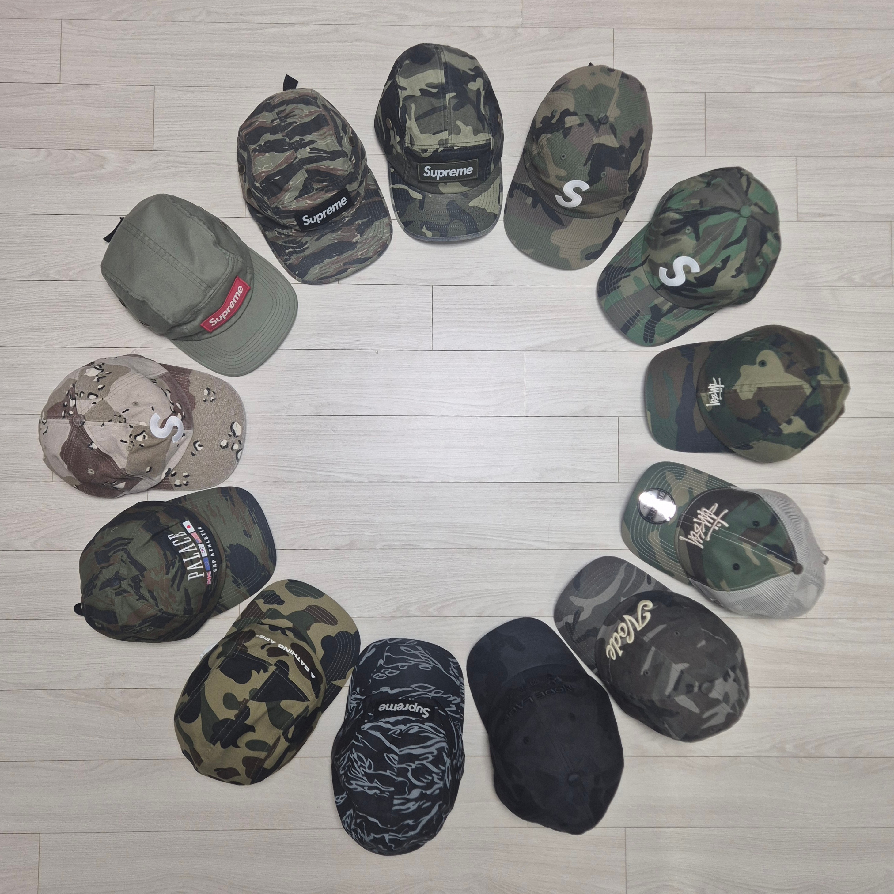 Supreme Military Camp Cap Olive Camo - 23SS, Supreme Military Camp Cap Olive Tiger Camo - 24SS 착용 스타일