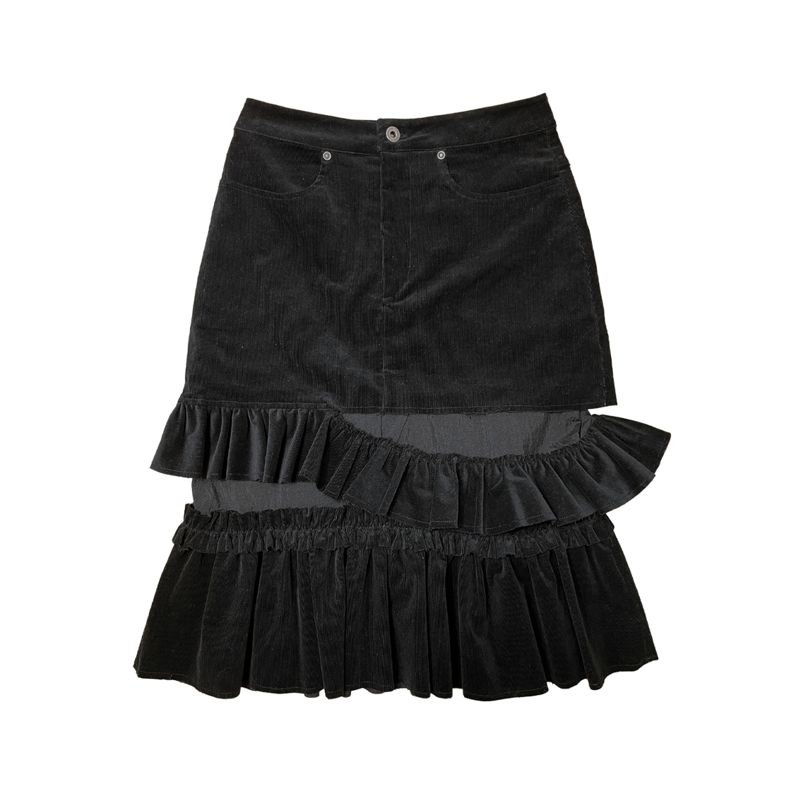 스틸레써디 프릴 미디 스커트 블랙(Still Lethardy Frill Midi Skirt Black)