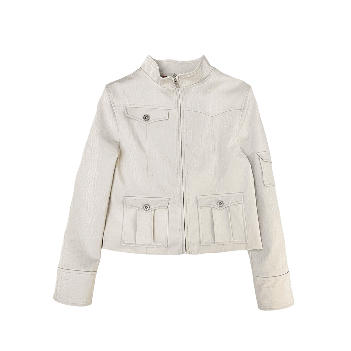 SL25SSJK02IV Still Lethardy Shiny Leather Jacket Ivory