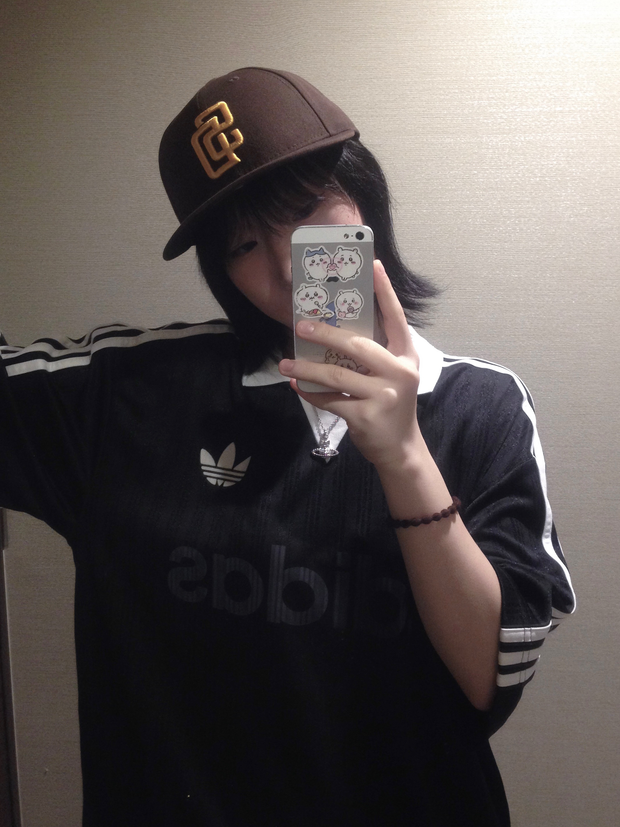 New Era MLB Authentic San Diego Padres Game Brown, Adidas Originals Collared Goalie Top Black - KR Sizing 착용 스타일 - 2
