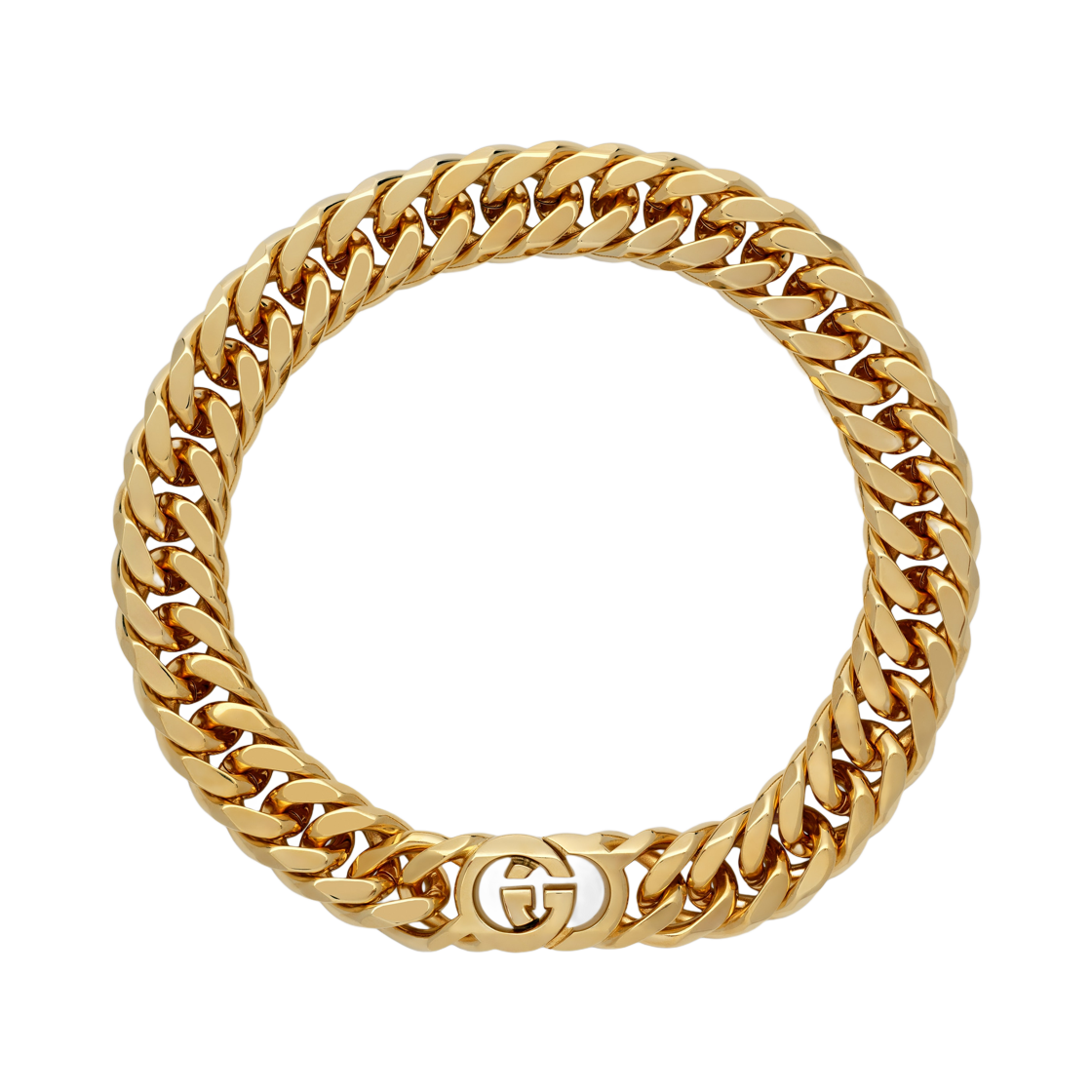 (W) 구찌 인터로킹 체인 네클리스 옐로우 골드톤 브래스((W) Gucci Interlocking Chain Necklace Yellow Gold-Tone Brass) - 1