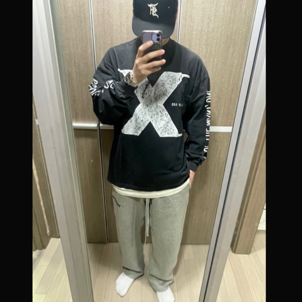 Essentials x New Era Sized Cap Black, Essentials The Core Collection Relaxed Sweatpants Dark Oatmeal 착용 스타일