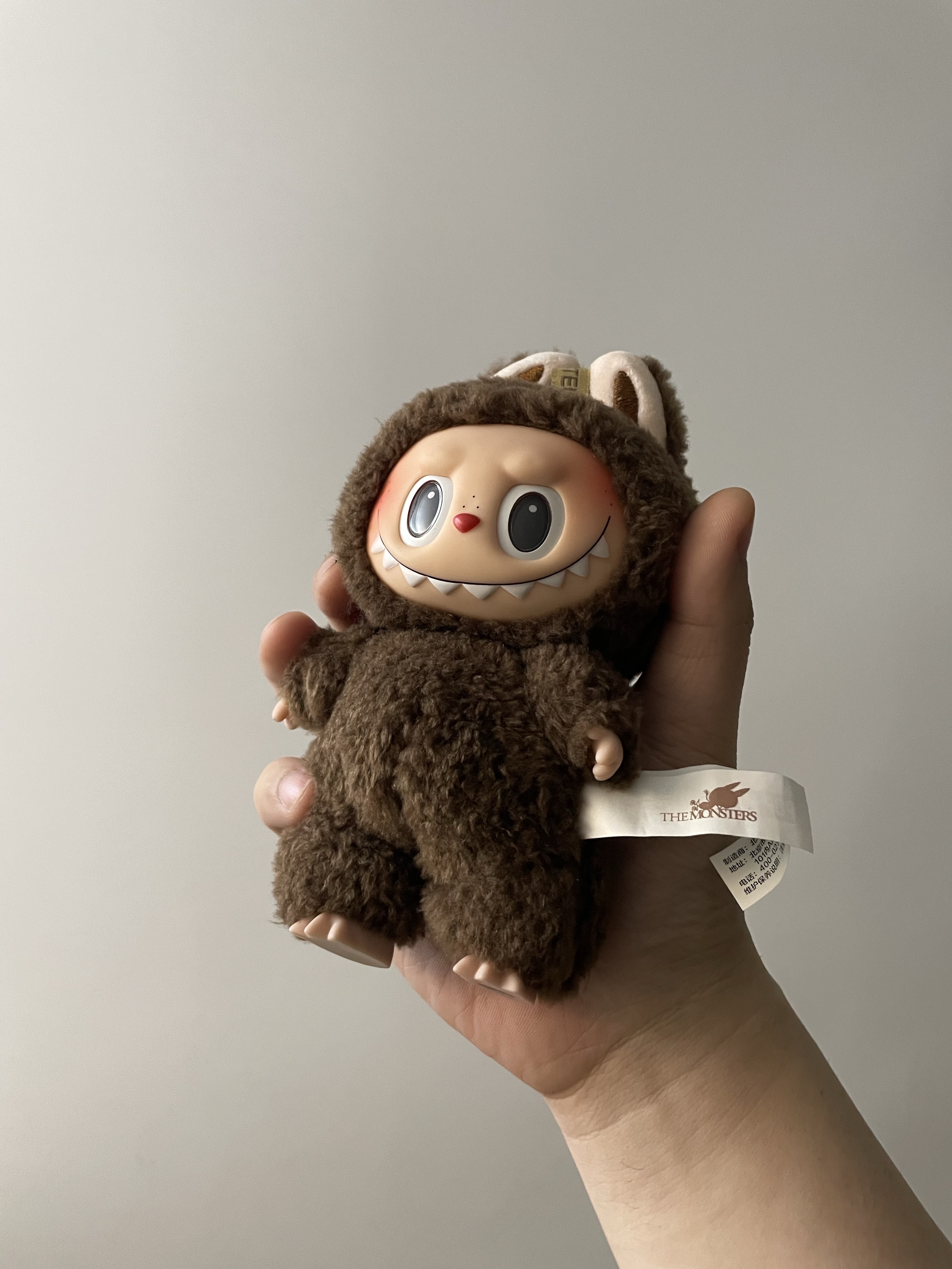 Pop Mart Labubu The Monsters Labubu Tasty Macarons Series Chestnut Cocoa Keyring (Opened Case) 착용 스타일
