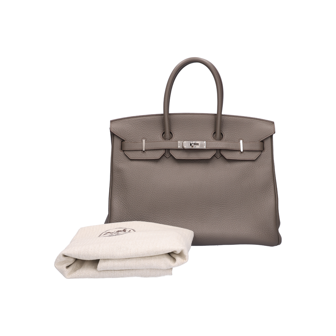 IT4UVM2GHPHS HERMES Birkin 35 Bag Etoupe Palladium Hardware Q Stamp - #6