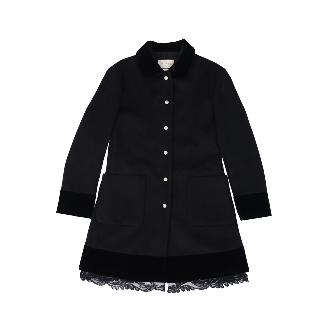 ITCJUCPB32FI [A등급] GUCCI Vintage Lace Coat Wool Black