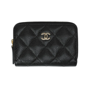 Chanel Classic Zipped Coin Purse Grained Calfskin & Gold Black