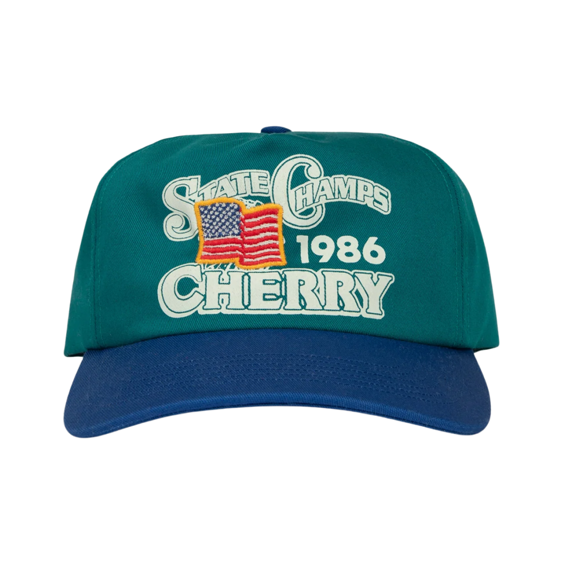 - Cherry LA State Champs 5 Panel Hat Green Blue