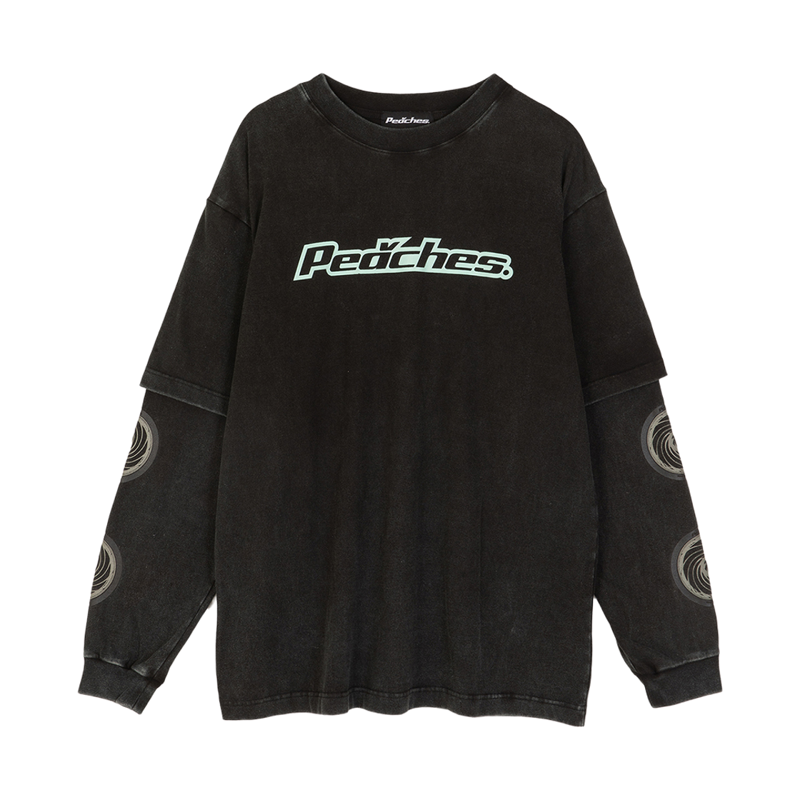 PCS25GXLS001 Peaches. Spinning Wheel L/S Tee Black - 대표 이미지 #1