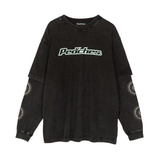 PCS25GXLS001 Peaches. Spinning Wheel L/S Tee Black