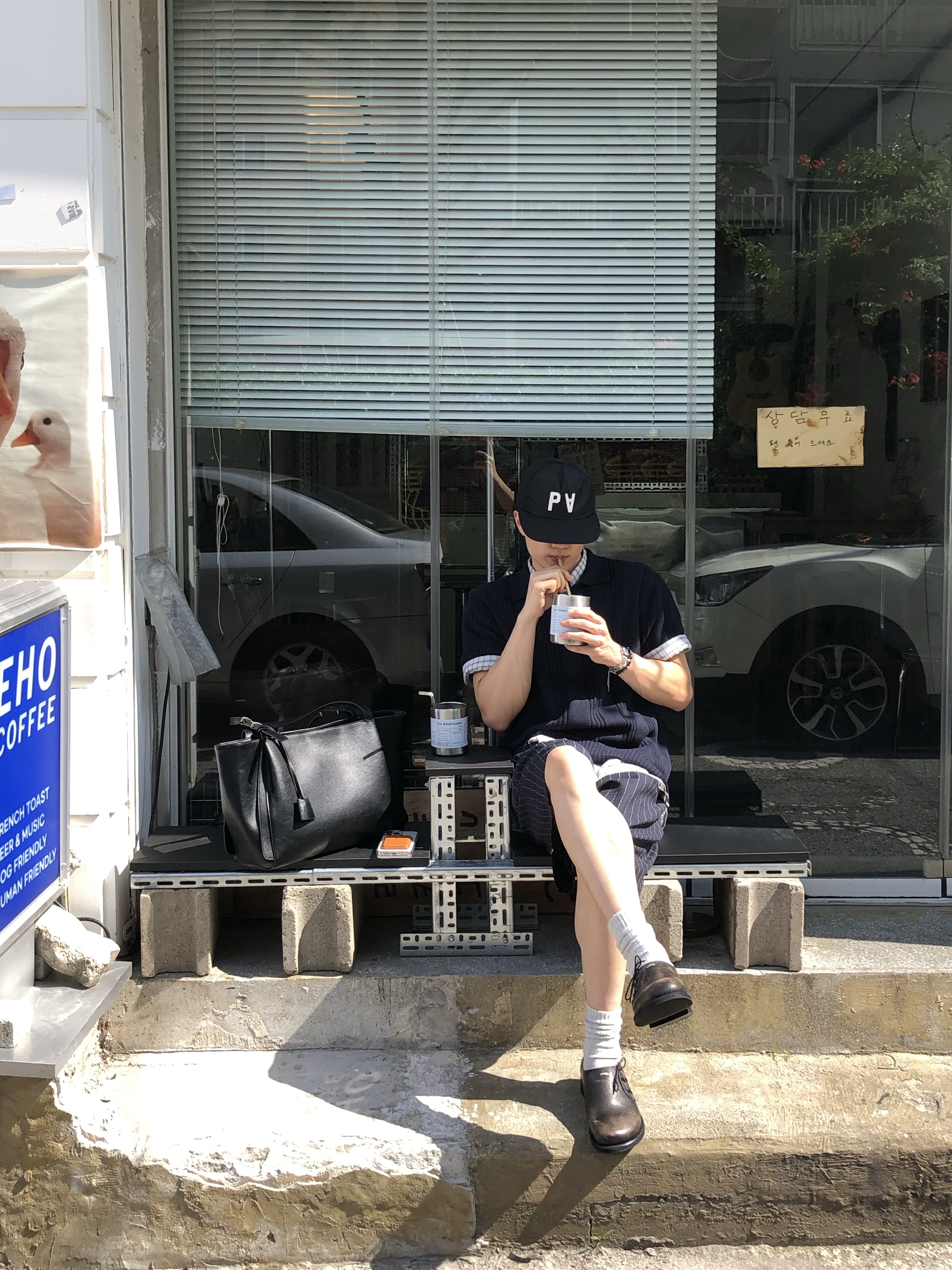 [6% 적립] NegativeThree Oblique Derby Shoe Black Beige, Casio LTP-V007D-7E 착용 스타일 - 5