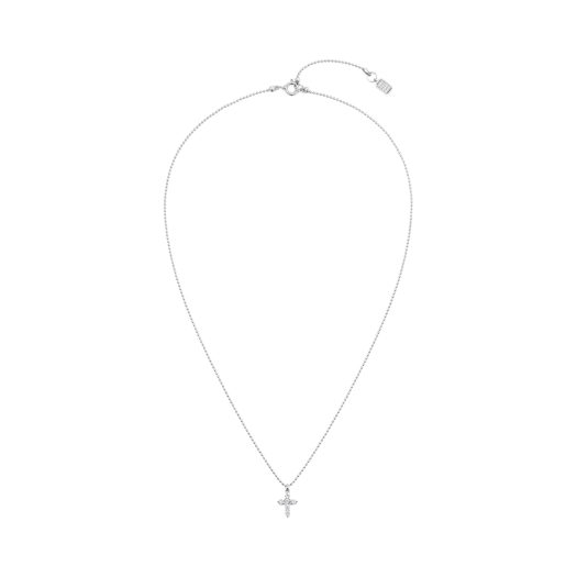 N22CN19 NUMBERING #3719 Round Brilliant Small Cross Necklace White
