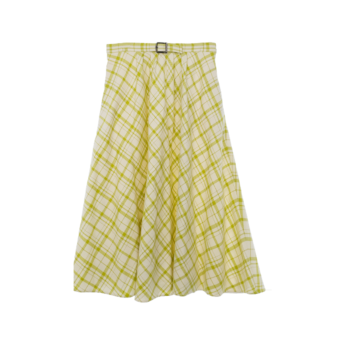 ITK4FLM4538M Dior Check Wool Flare Midi Skirt 40 Ecru Light Green