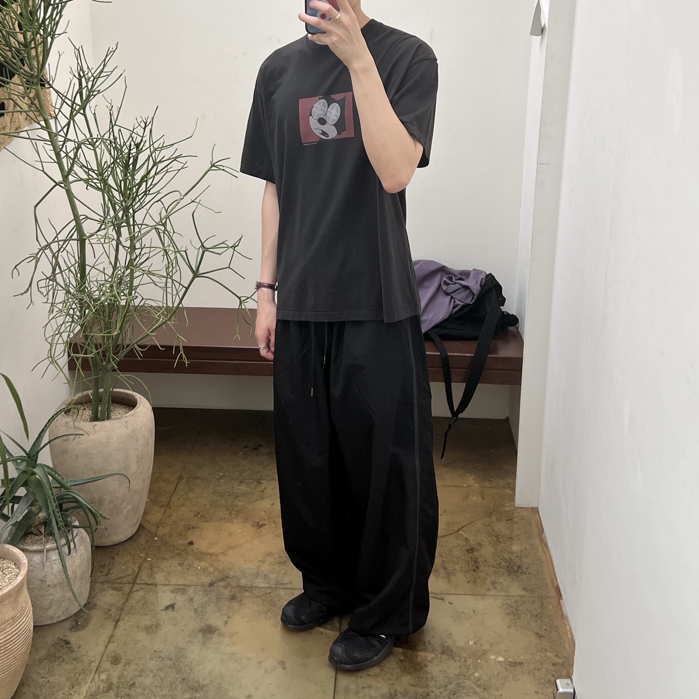 Polyteru Human Index Index Track Pants Black/Purple, Salomon XA Pro 3D Black Magnet 착용 스타일