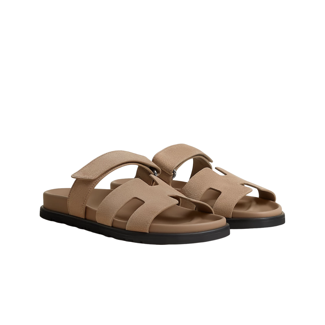 (W) 에르메스 시프레 샌들 스웨이드 고트스킨 & 베쥬 사블르((W) Hermes Chypre Sandal Suede Goatskin & Beige Sable) - 2
