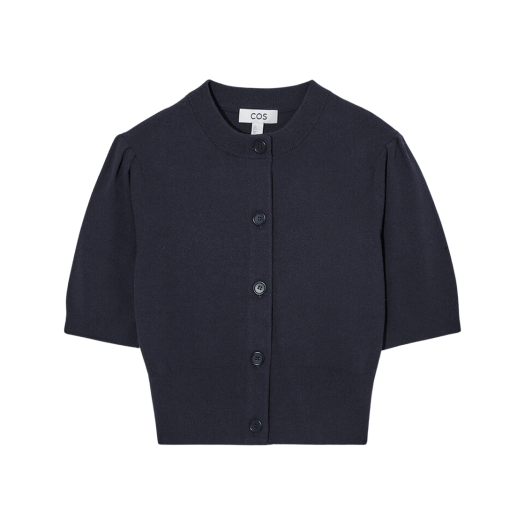 1151936002 (W) COS Cropped Short Sleeved Cardigan Navy