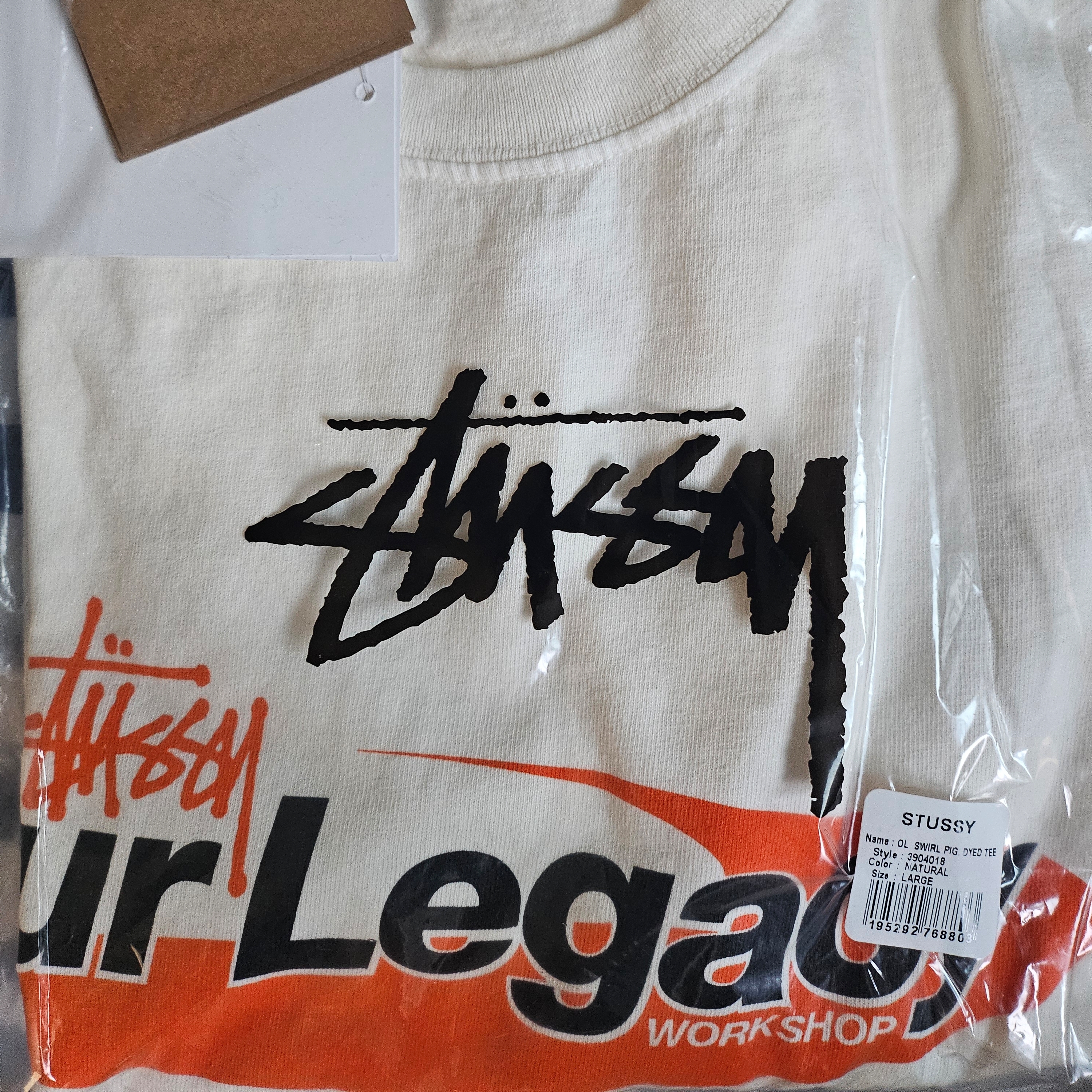 Stussy x Our Legacy Work Shop Swirl Pigment Dyed T-Shirt Natural 착용 스타일