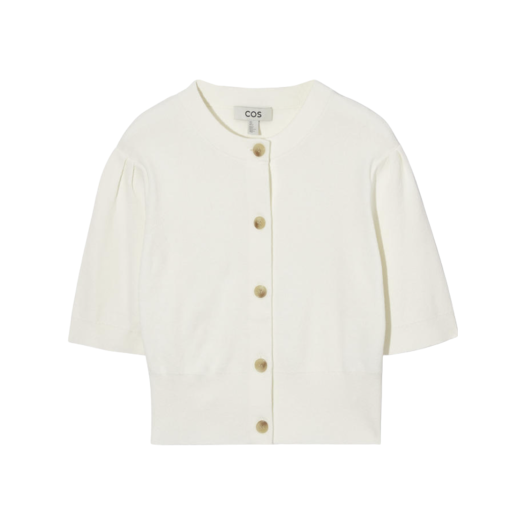 1151936001 (W) COS Cropped Short Sleeved Cardigan Cream