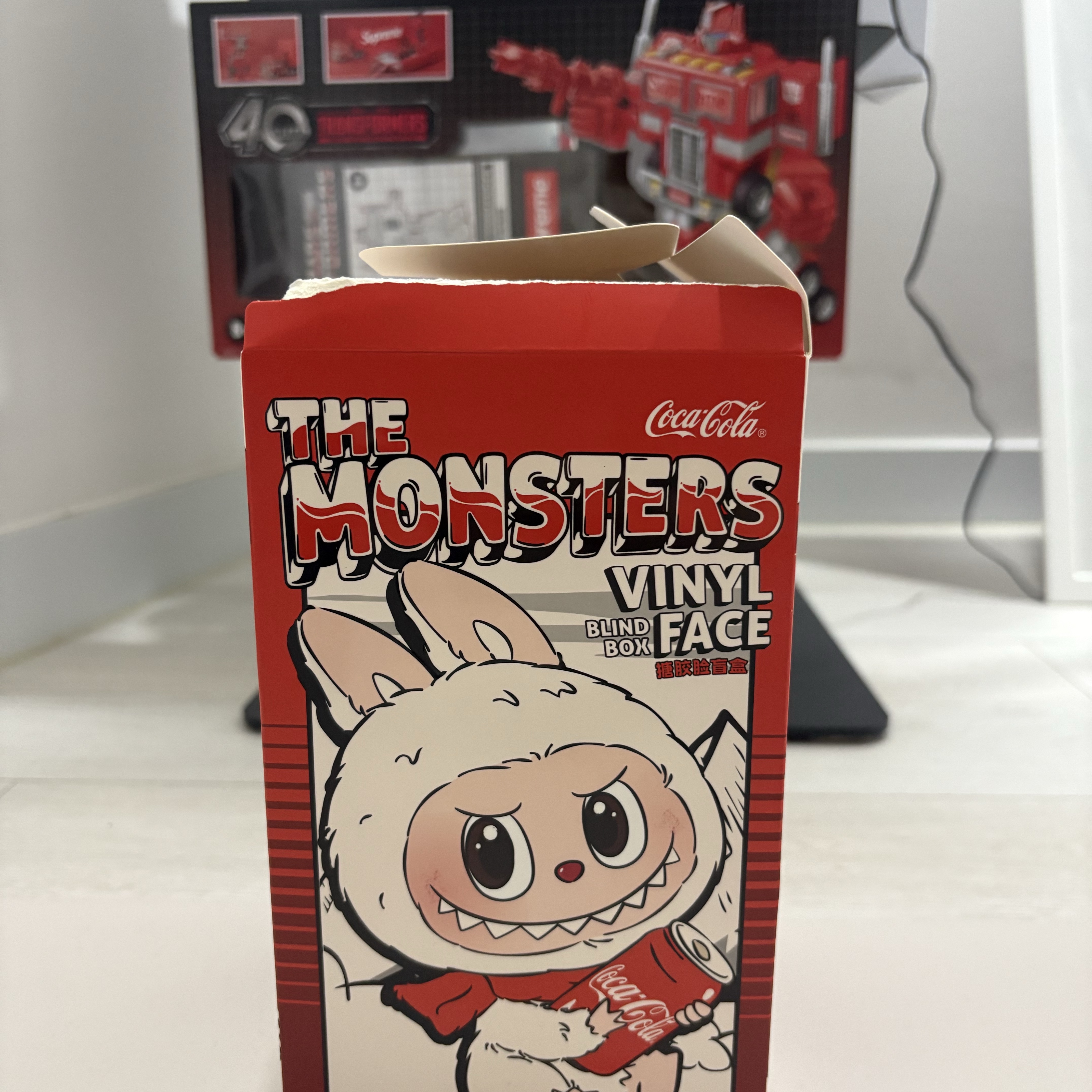 Pop Mart Labubu Coca Cola Series Surprise Shake Keyring (Opened Case), Supreme x Transformers G1 Optimus Prime Figure Red - 25SS (Korean Ver.) 착용 스타일 - 2