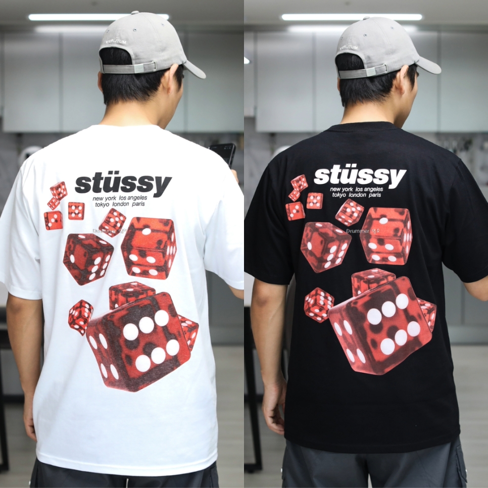 Stussy Rollers T-Shirt Black, Stussy Rollers T-Shirt White 착용 스타일