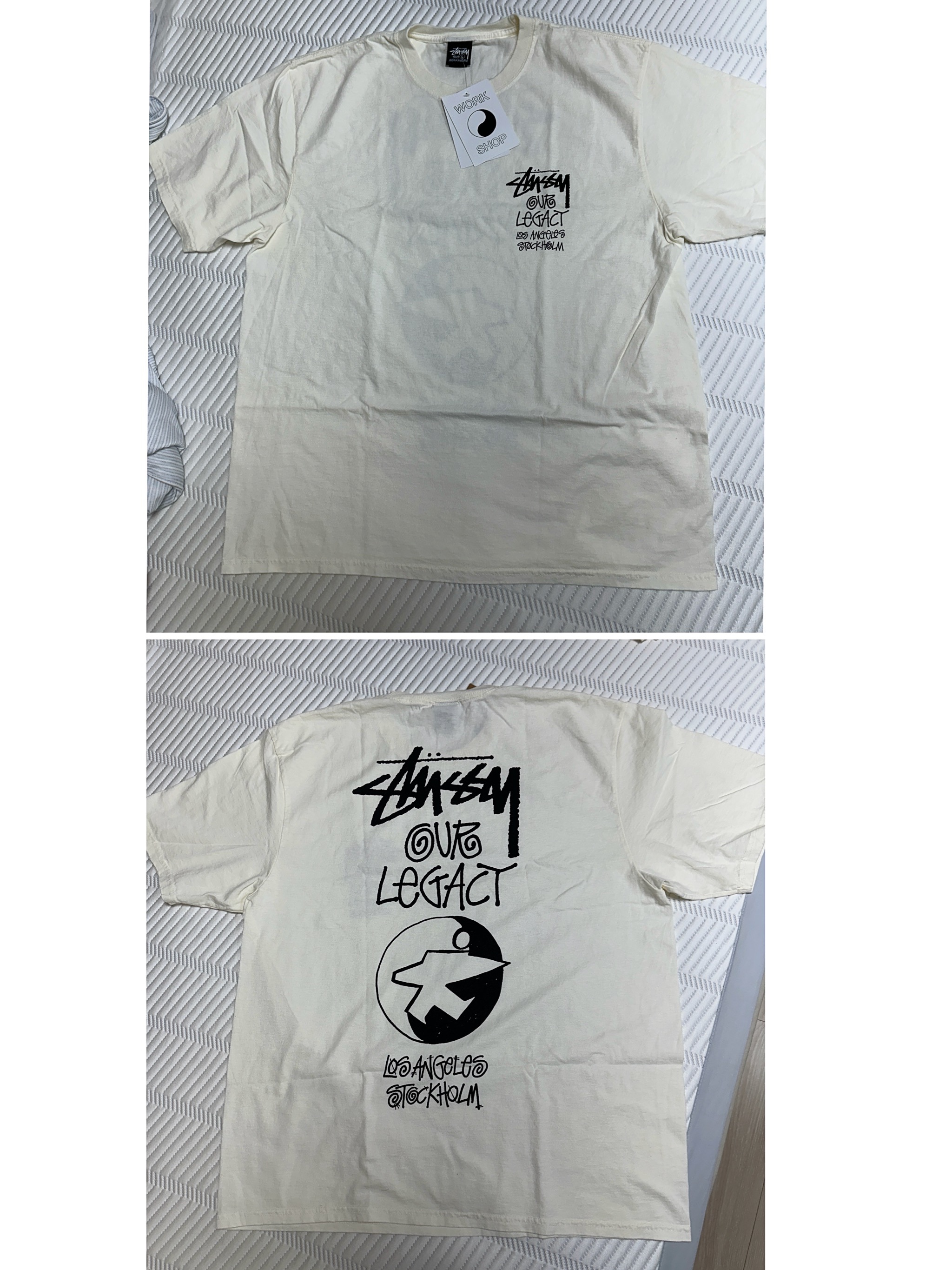 Stussy x Our Legacy Surfman Pigment Dyed T-Shirt Natural 착용 스타일