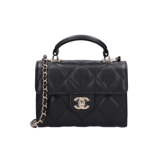 IT7WFEFFL3UK CHANEL Retro Twist Mini Top Handle Bag Calfskin Black Gold-Tone