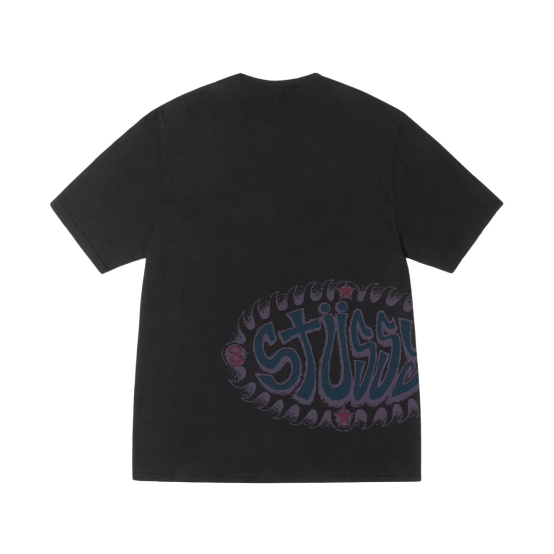 스투시 웨이브 오발 다이드 티셔츠 블랙