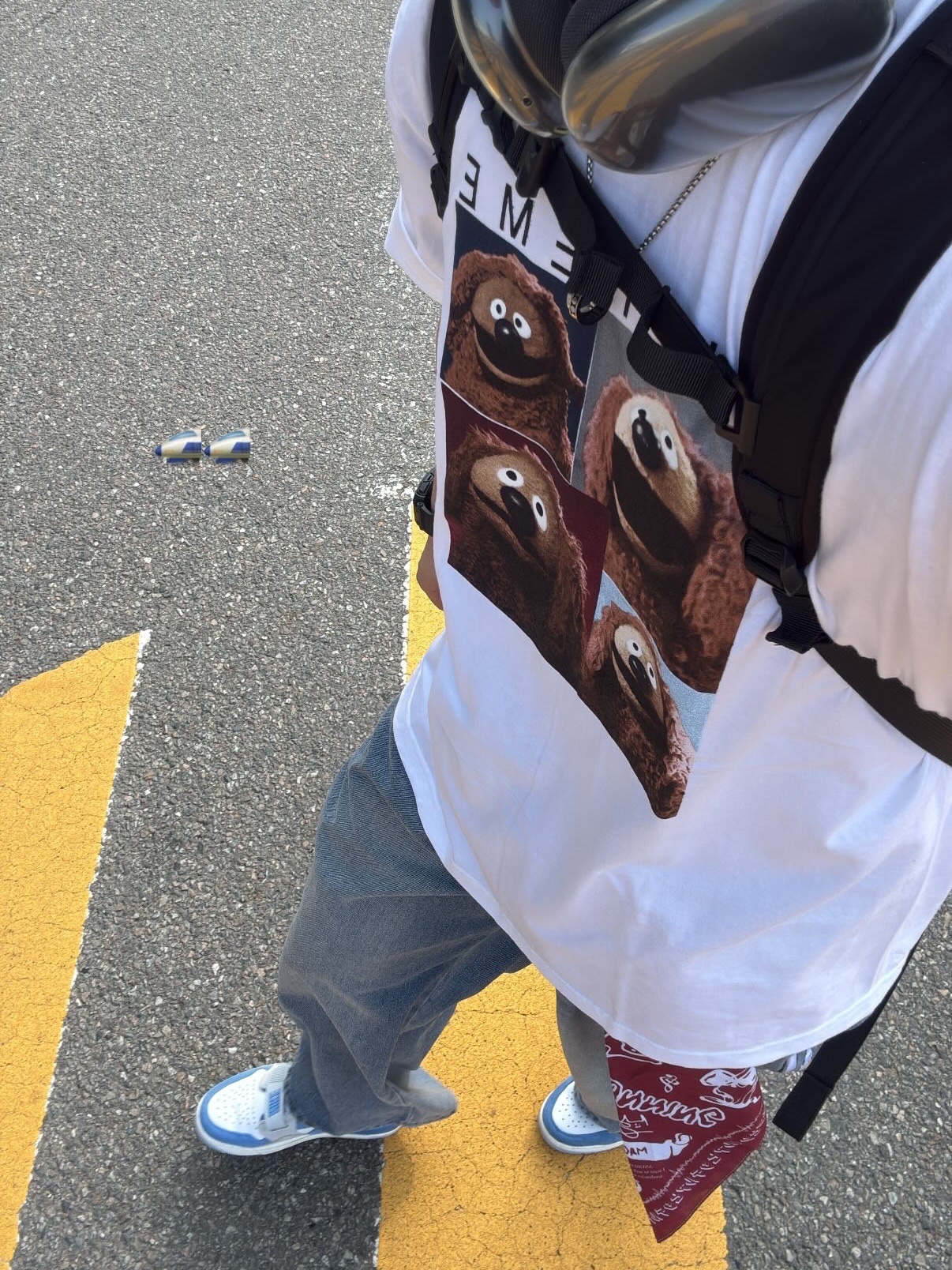 Supreme Rowlf T-Shirt White - 24SS, The North Face Big Shot Black 착용 스타일