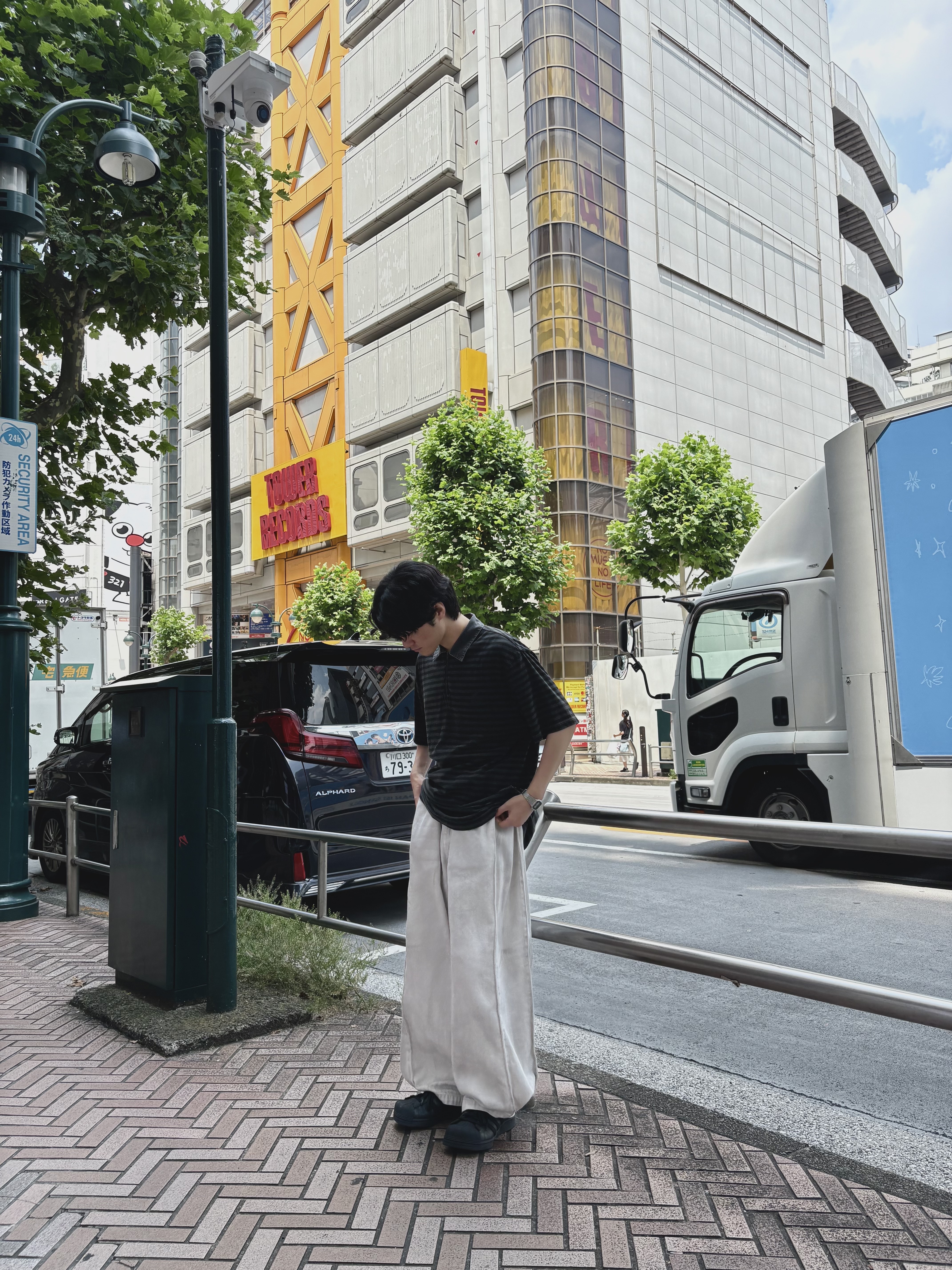 Hatchingroom VTG Stripe Polo T-shirt 1/2 Charcoal, Casio A-159WA-N1 착용 스타일 - 1