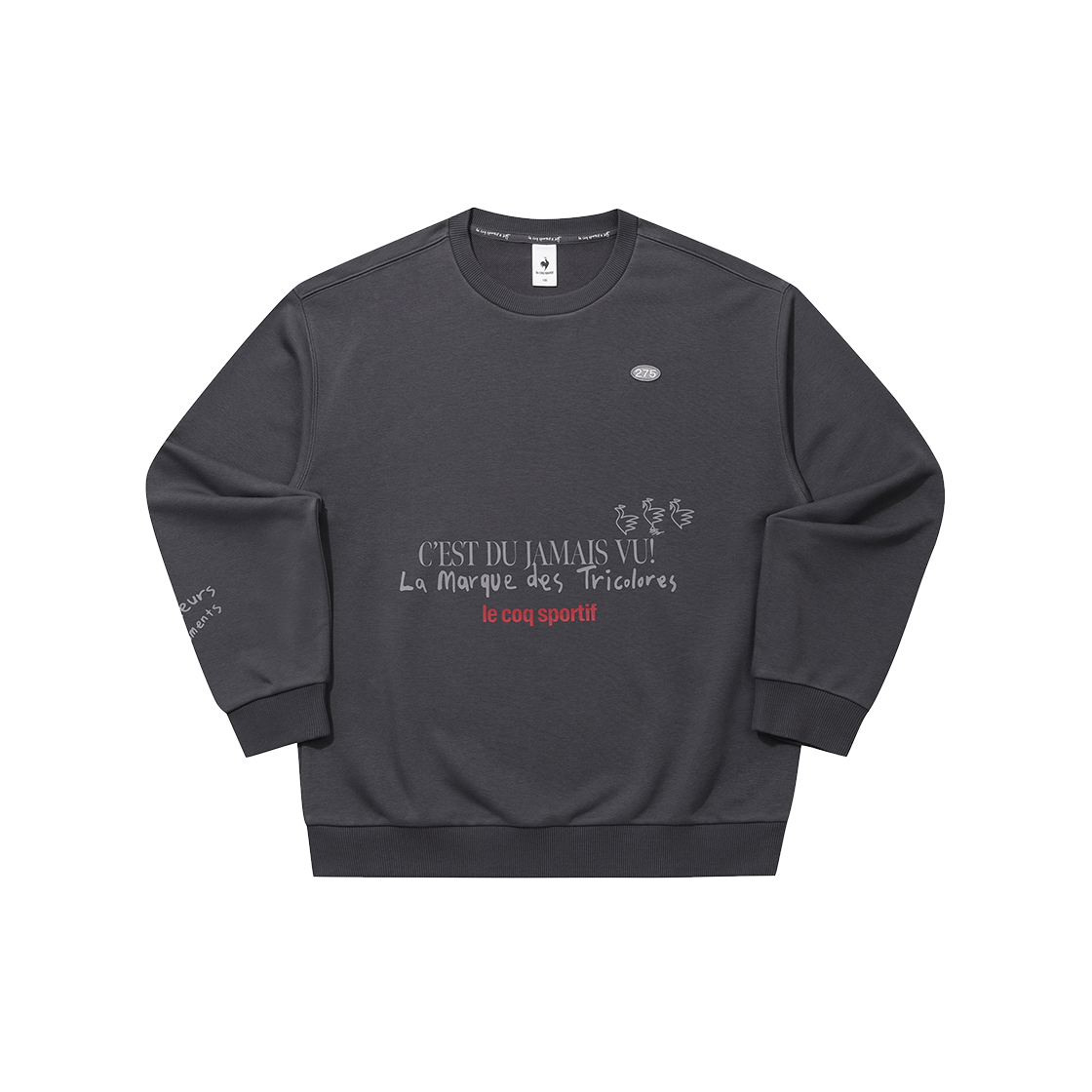 르꼬끄 스포르티브 르꼬끄X275C 레터 루스터 맨투맨 - 그레이(QQ323XFS72)(le coq sportif LCS x 275c Collaboration Unisex graphic Sweatshirt Dark Gray) - 1