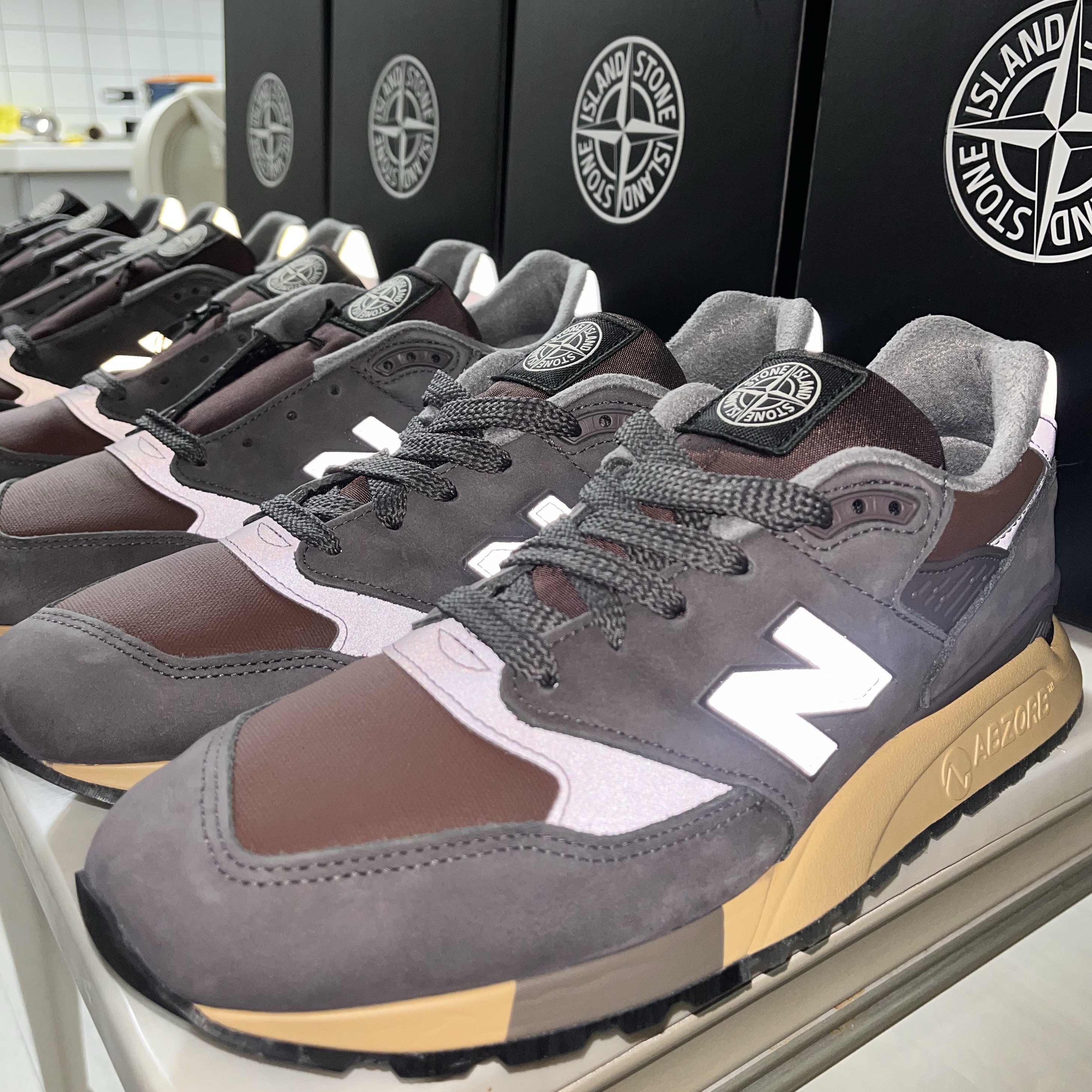 New Balance x Stone Island 998 Made in USA Mauve Deep Plum 착용 스타일 - 1