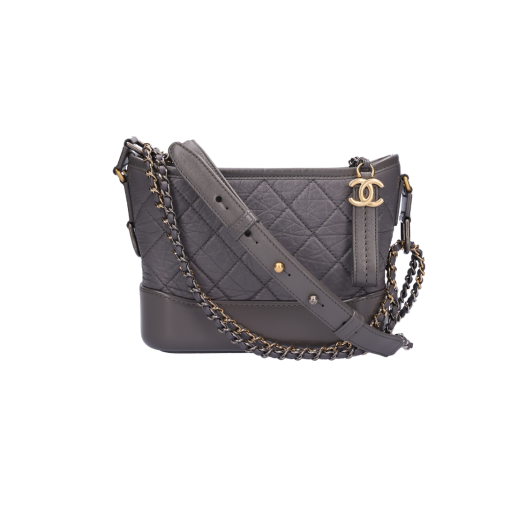 ITG4UNLD9POE CHANEL Gabrielle Small Hobo Bag Calfskin Grey