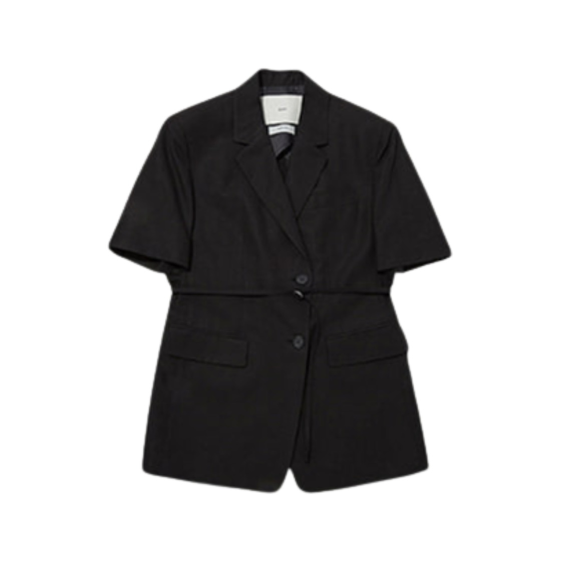 (W) 던스트 하프 슬리브 벨티드 린넨 자켓 블랙((W) Dunst Half Sleeve Belted Linen Jacket Black)