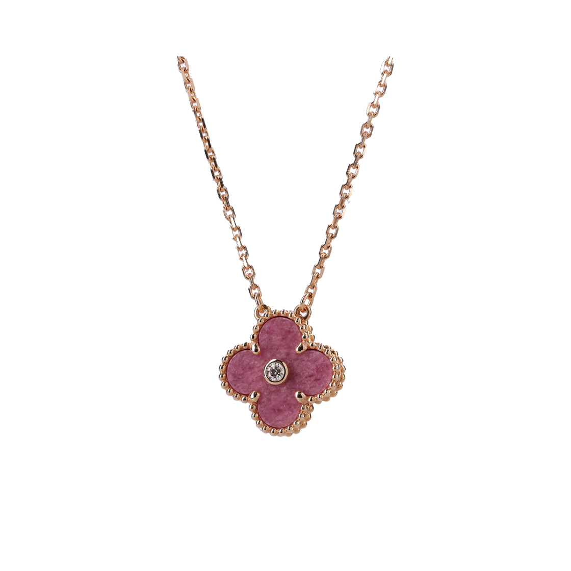 ITRAB427M3LB VAN CLEEF & ARPELS Vintage Alhambra Holiday Pendant 18K Gold Diamond Rhodonite - #3
