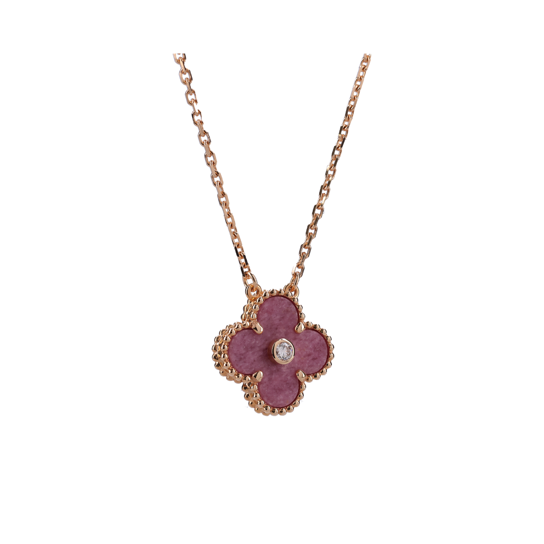 ITRAB427M3LB VAN CLEEF & ARPELS Vintage Alhambra Holiday Pendant 18K Gold Diamond Rhodonite - #4