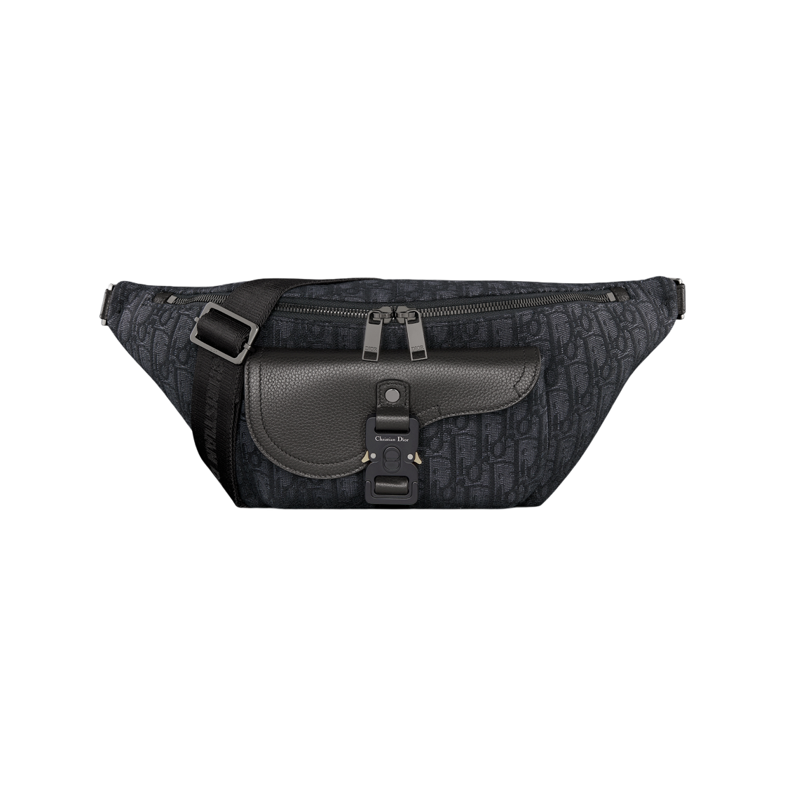 디올 새들 벨트 백 오블리크 자카드 그레인드 카프스킨 블랙(Dior Saddle Belt Bag Oblique Jacquard Grained Calfskin Black) - 1