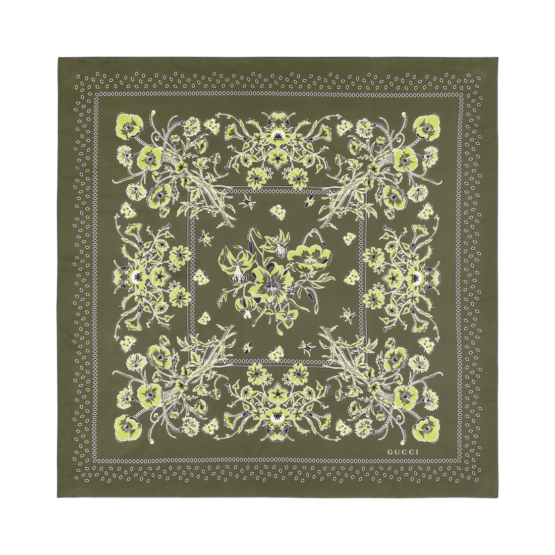 (W) 구찌 프린티드 실크 트윌 까레 그린((W) Gucci Printed Silk Twill Carre Green) - 1