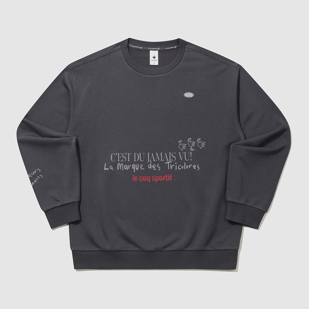 르꼬끄 스포르티브 르꼬끄X275C 레터 루스터 맨투맨 - 그레이(QQ323XFS72)(le coq sportif LCS x 275c Collaboration Unisex graphic Sweatshirt Dark Gray) - 2