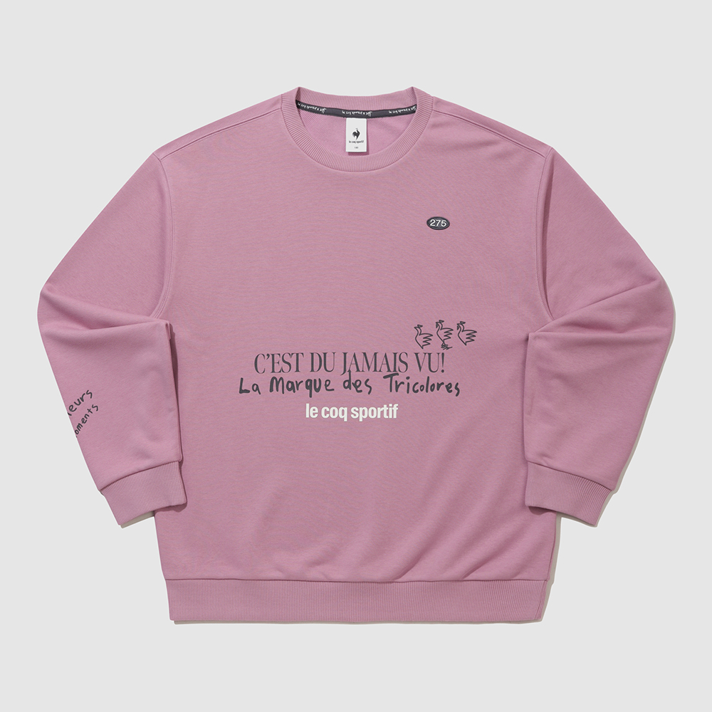 르꼬끄 스포르티브 르꼬끄X275C 레터 루스터 맨투맨 - 핑크(QQ323XFS72)(le coq sportif LCS x 275c Collaboration Unisex graphic Sweatshirt Soft Pink) - 2