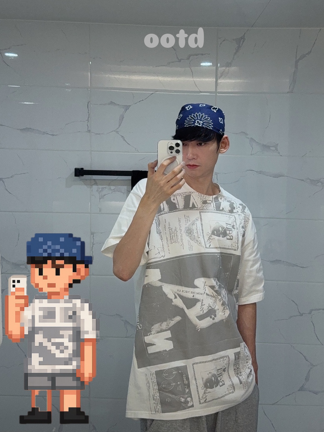 Supreme Collage T-Shirt White - 24SS, Apple iPhone 16 Pro 256GB White Titanium (Korean Ver.) 착용 스타일