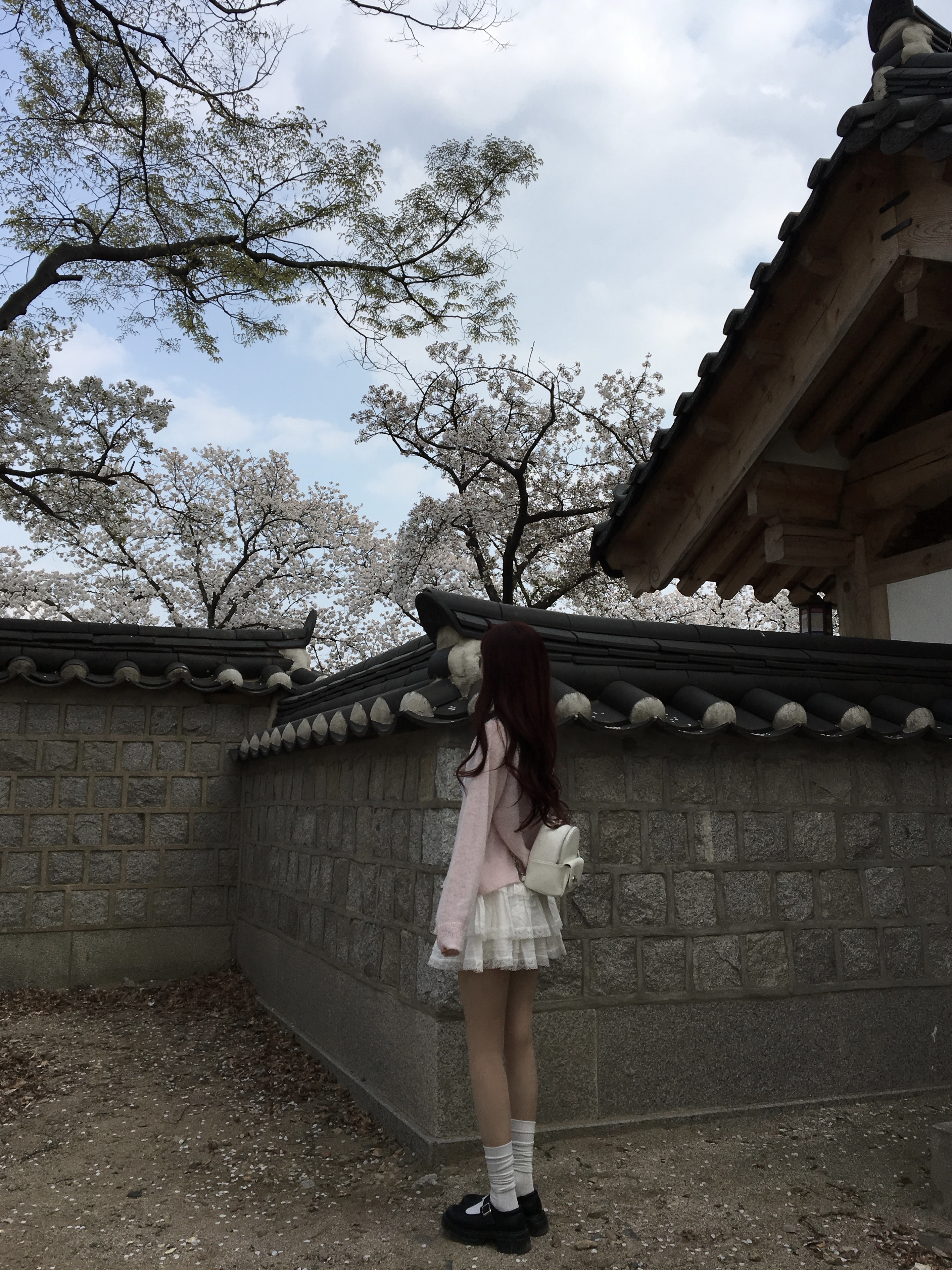 Haruta HS-4311 Maryjane Chunky Heel White 착용 스타일