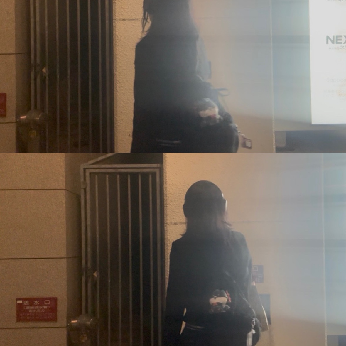 (W) Ohesio Round Frill Jacket Black, OJOS Detachable Pocket Gym Sack Black 착용 스타일 - 2