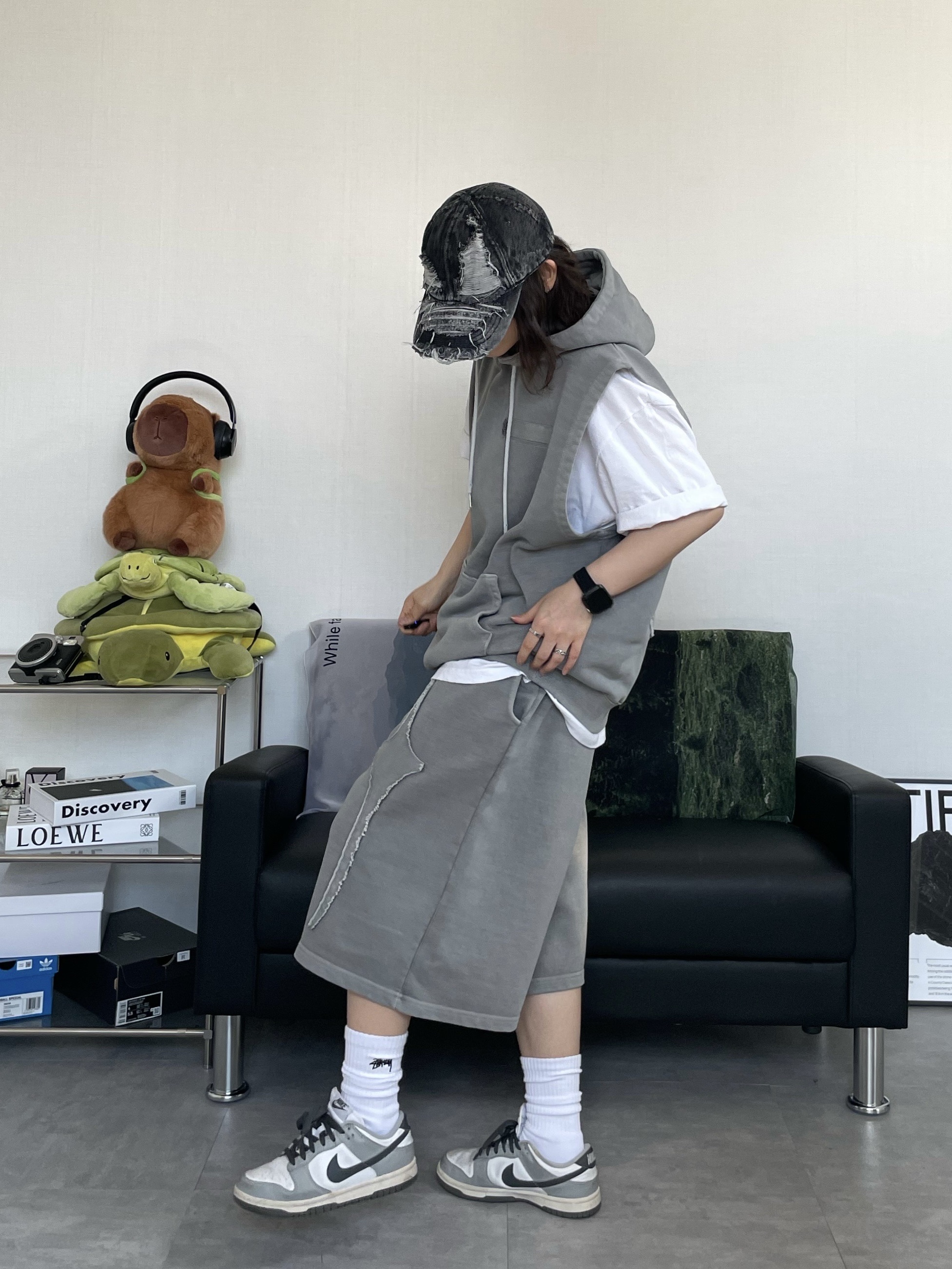 (W) Nike Dunk Low Light Smoke Grey 착용 스타일 - 3