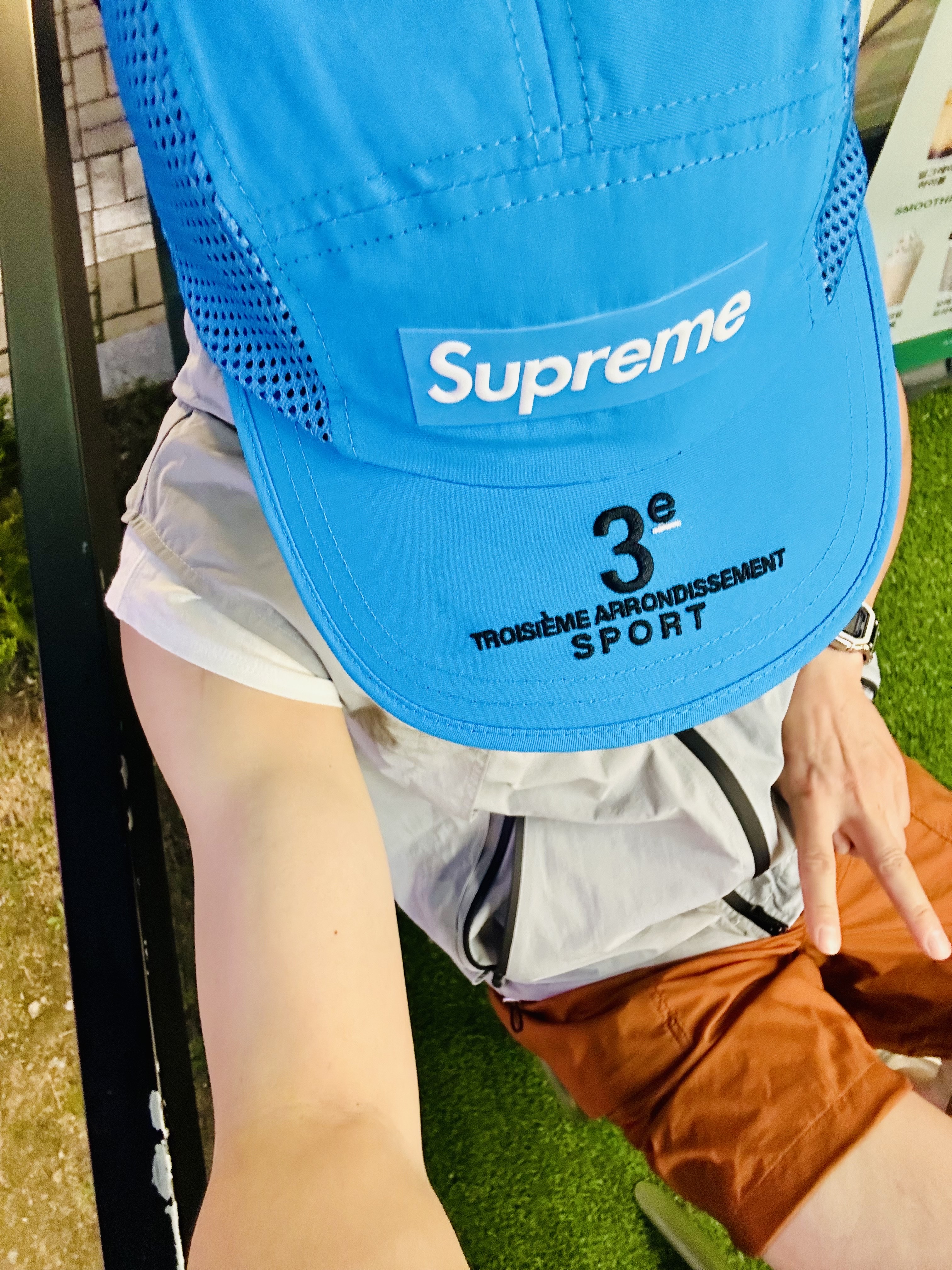 Supreme Mesh Side Panel Camp Cap Cyan - 24SS 착용 스타일