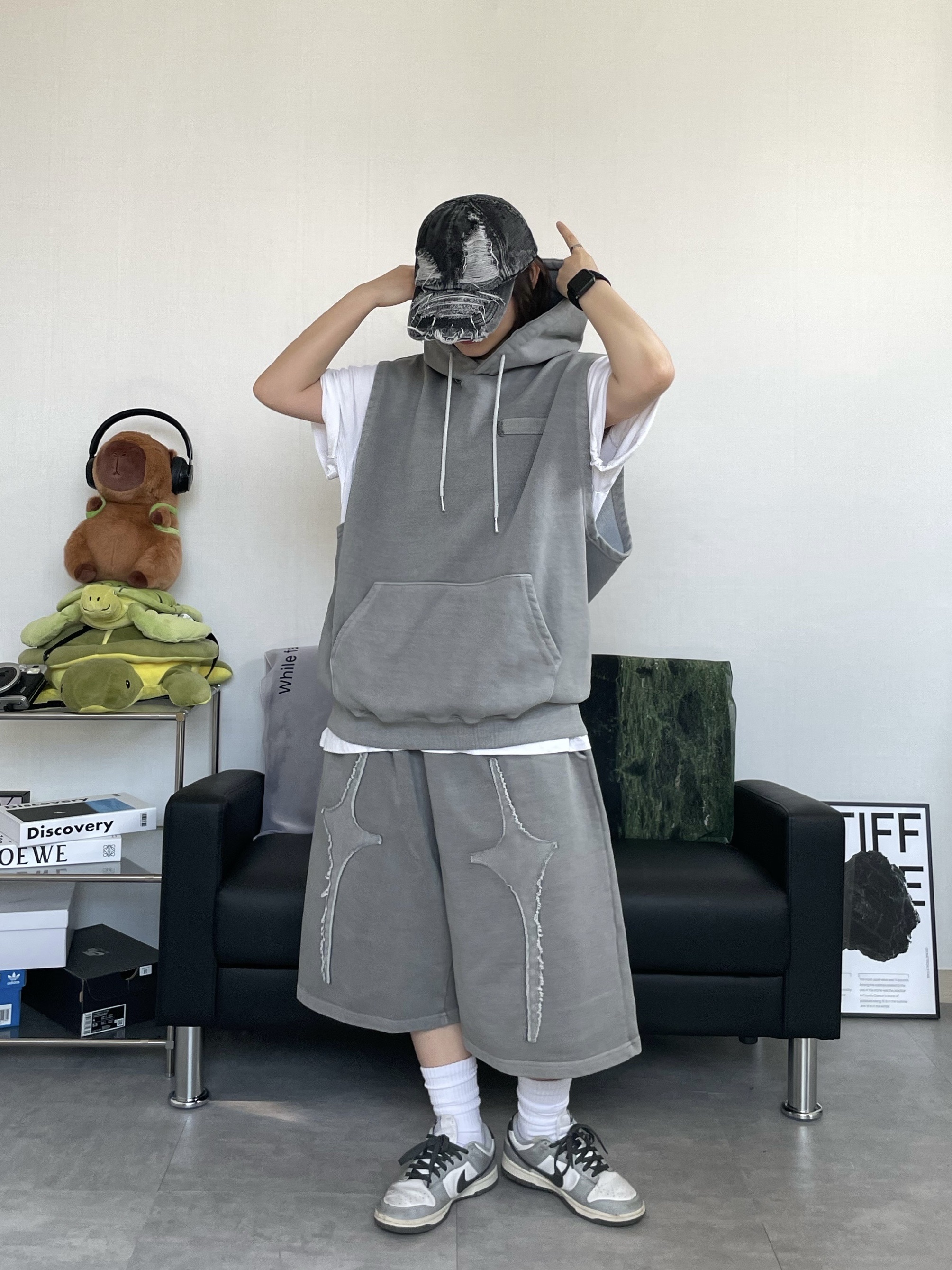 (W) Nike Dunk Low Light Smoke Grey 착용 스타일 - 1