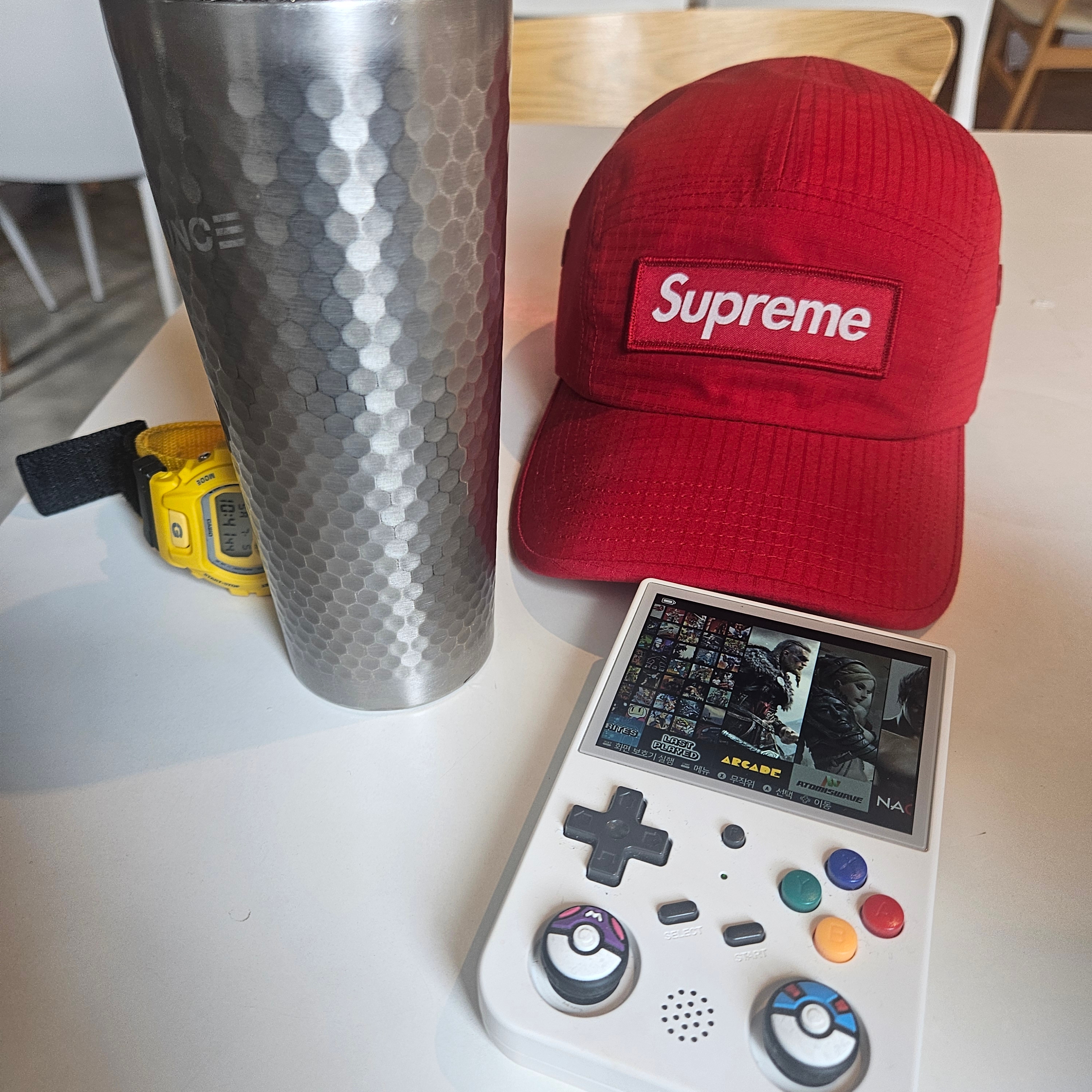 Casio G-Shock x Supreme x The North Face DW-6900 Yellow, Supreme Ventile Camp Cap Red - 23SS 착용 스타일