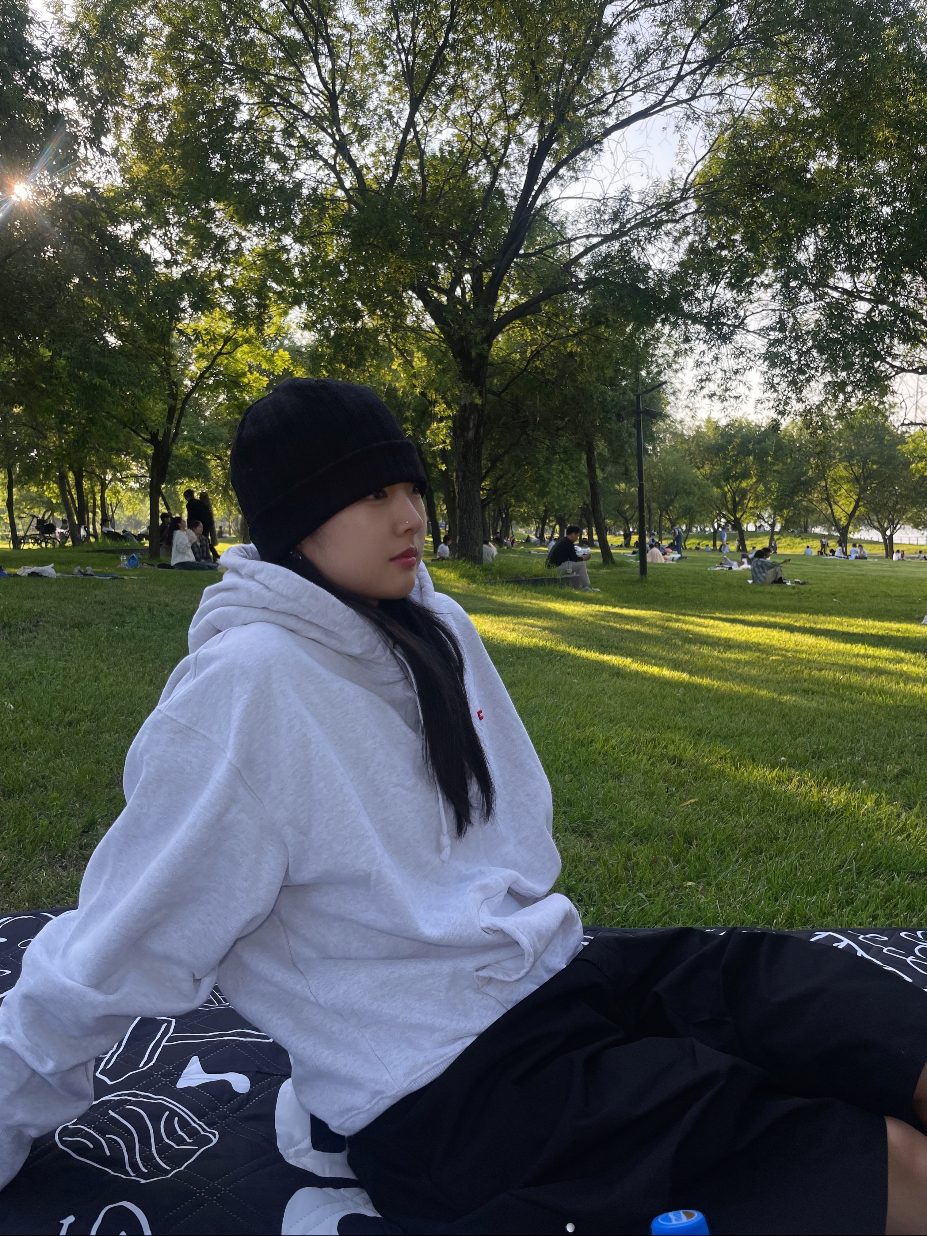 Supreme Small Box Hooded Sweatshirt Ash Grey - 24FW, Nonnod Alpine Carpenter Shorts Matt Black 착용 스타일 - 2