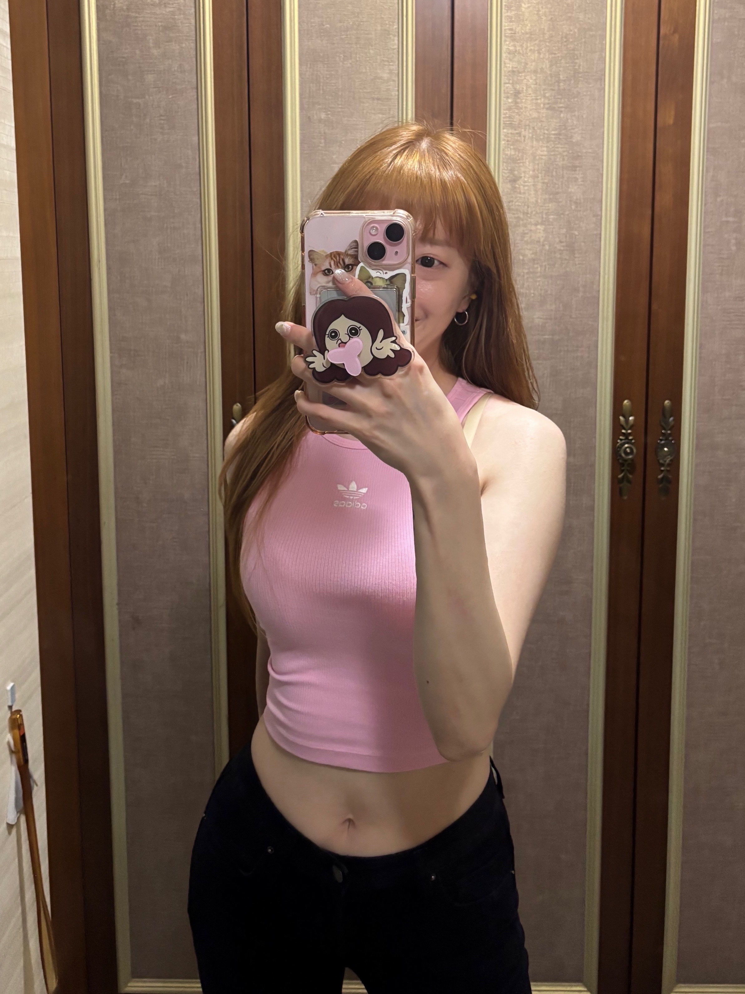 (W) Adidas Essential Rib Tank Top Wonder White - KR Sizing 착용 스타일 - 2