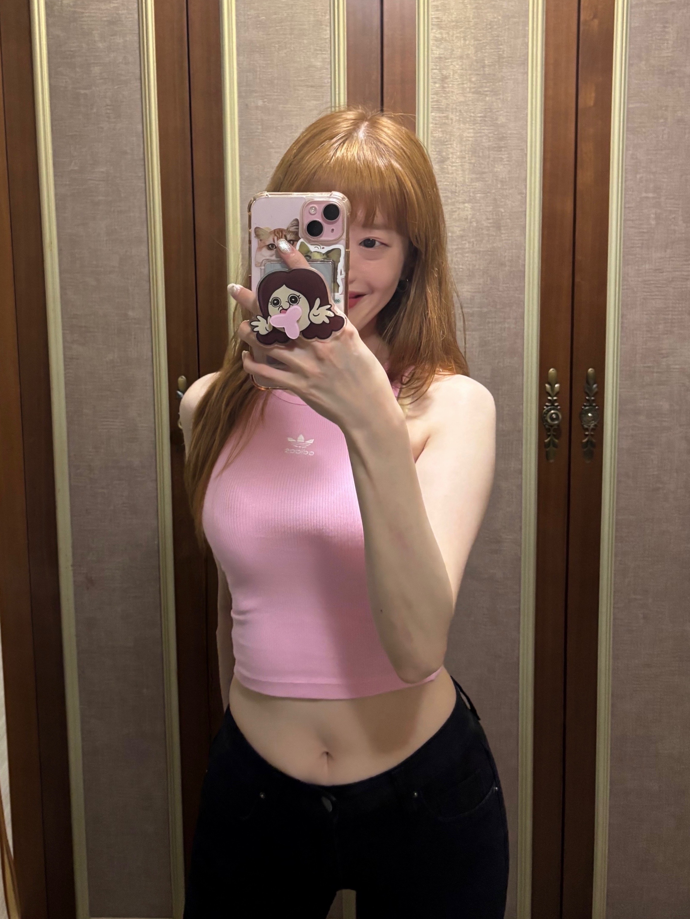 (W) Adidas Essential Rib Tank Top Wonder White - KR Sizing 착용 스타일 - 3