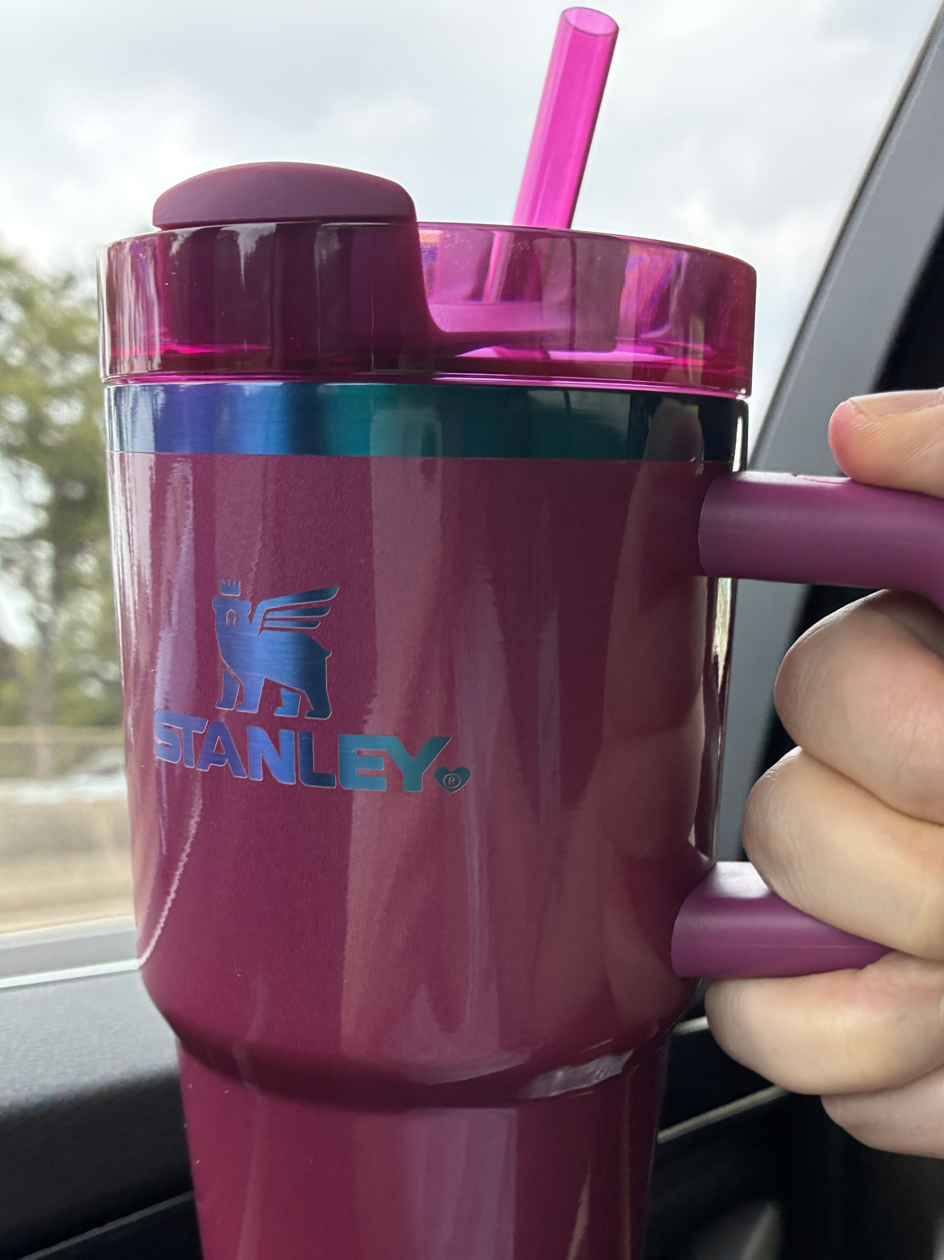 Stanley The Valentine's Day Quencher H2.0 Flowstate Tumbler 20 oz. Berry Truffle 착용 스타일 - 2